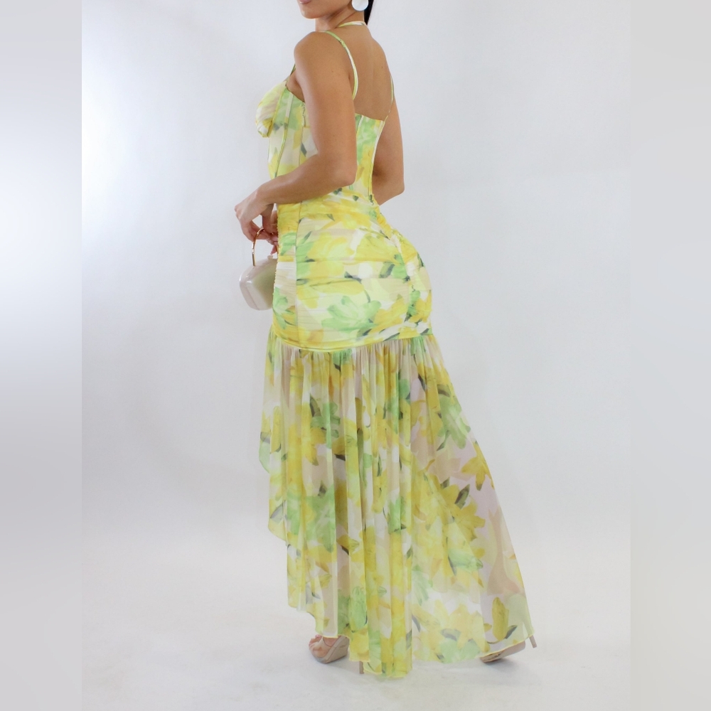 Getting in Spring Midi Dress- Yellow/Green - Picture 3 of 4